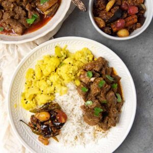 Curried Mutton with White Rice